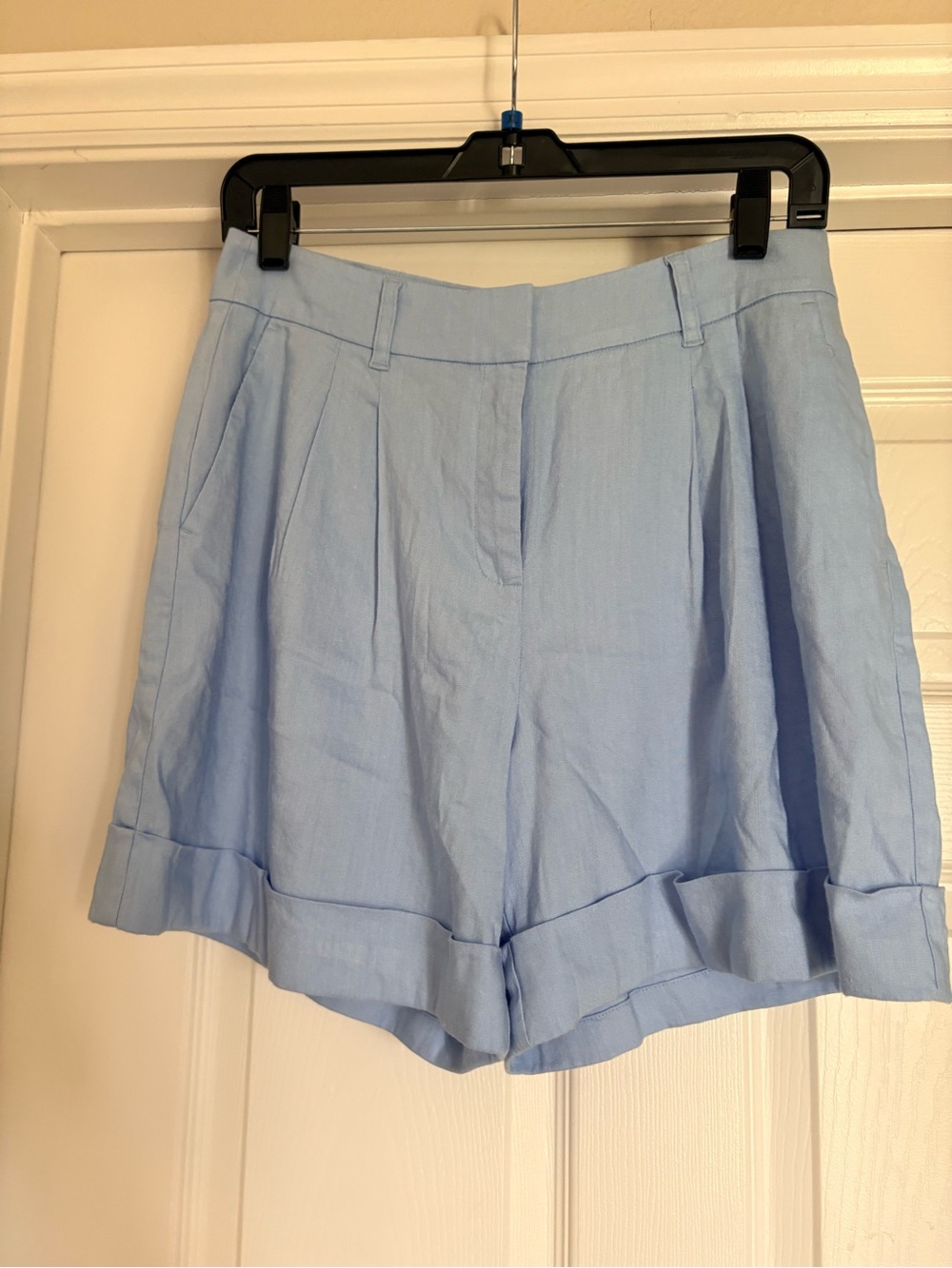 White House Black Market Sky Blue Pleated Cuffed Shorts